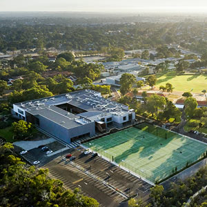 aerial view of Shenton College nestled into a leafy suburb